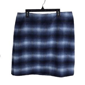 Catherine Malandrino Blue Plaid Wool Blend Skirt